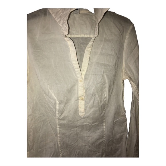 Express design‎ studio off white sheer long sleeve buttoned down shirt size XS - Picture 9 of 9